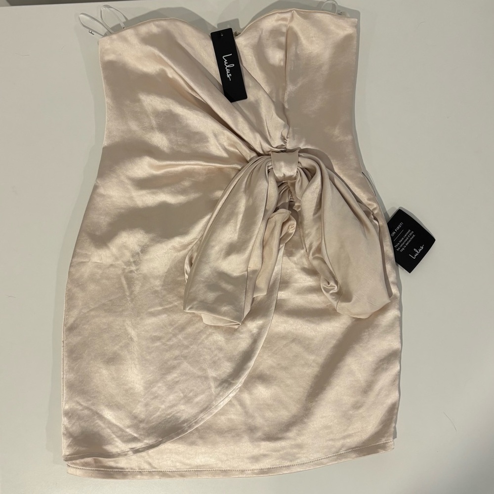 Lulu's Tan Strapless Sheath Dress Cocktail
